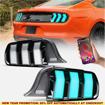Tail Light Assembly for 2015-2023 Ford Mustang Shelby GT350 GT500 Amber Turn Signal RGB Style