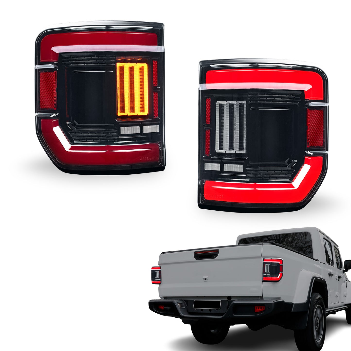 LED Tail Lights for Jeep Gladiator JT (2020–2025) – Light Tea Smoked Lens (US Spec)