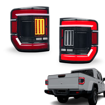 LED Tail Lights for Jeep Gladiator JT (2020–2025) – Light Tea Smoked Lens (US Spec)