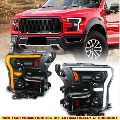 Phares entièrement à DEL pour Ford F-150 Raptor 2015-2020, style F DRL