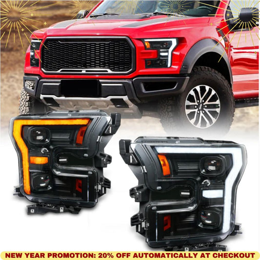 Phares entièrement à DEL pour Ford F-150 Raptor 2015-2020, style F DRL