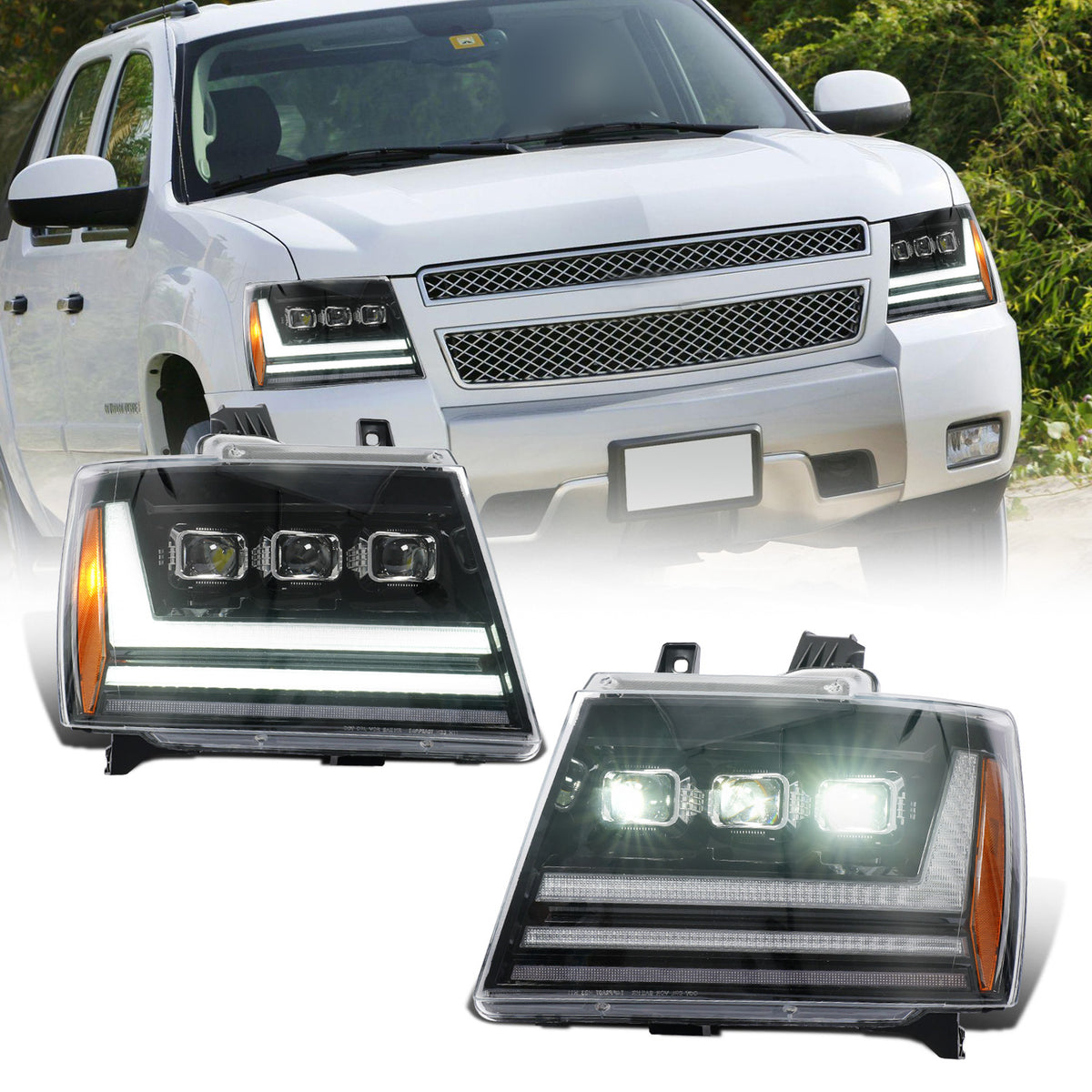 LED Projector Headlights For Chevrolet Tahoe 2007–2014 | Suburban & Avalanche