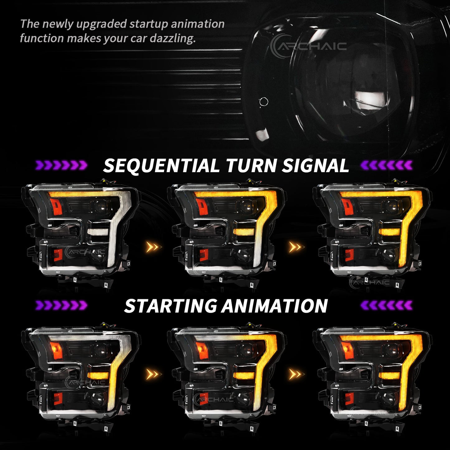 Full LED Headlights for 2015–2017 Ford F-150 & 2017–2020 Raptor | Startup Animation