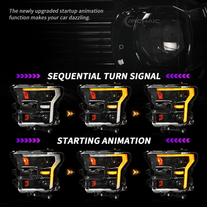 Full LED Headlights for 2015–2017 Ford F-150 & 2017–2020 Raptor | Startup Animation