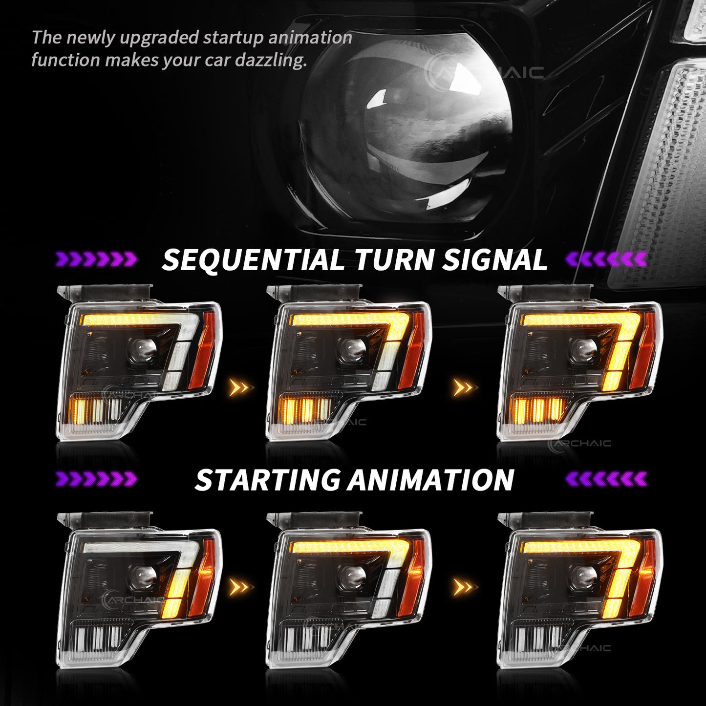 Full LED Headlights for 2009–2014 Ford F-150 & SVT Raptor | Amber/White DRL