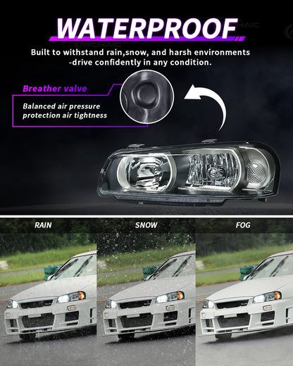 Archaic OE-Style Halogen Headlights for Nissan Skyline R34 1998–2002