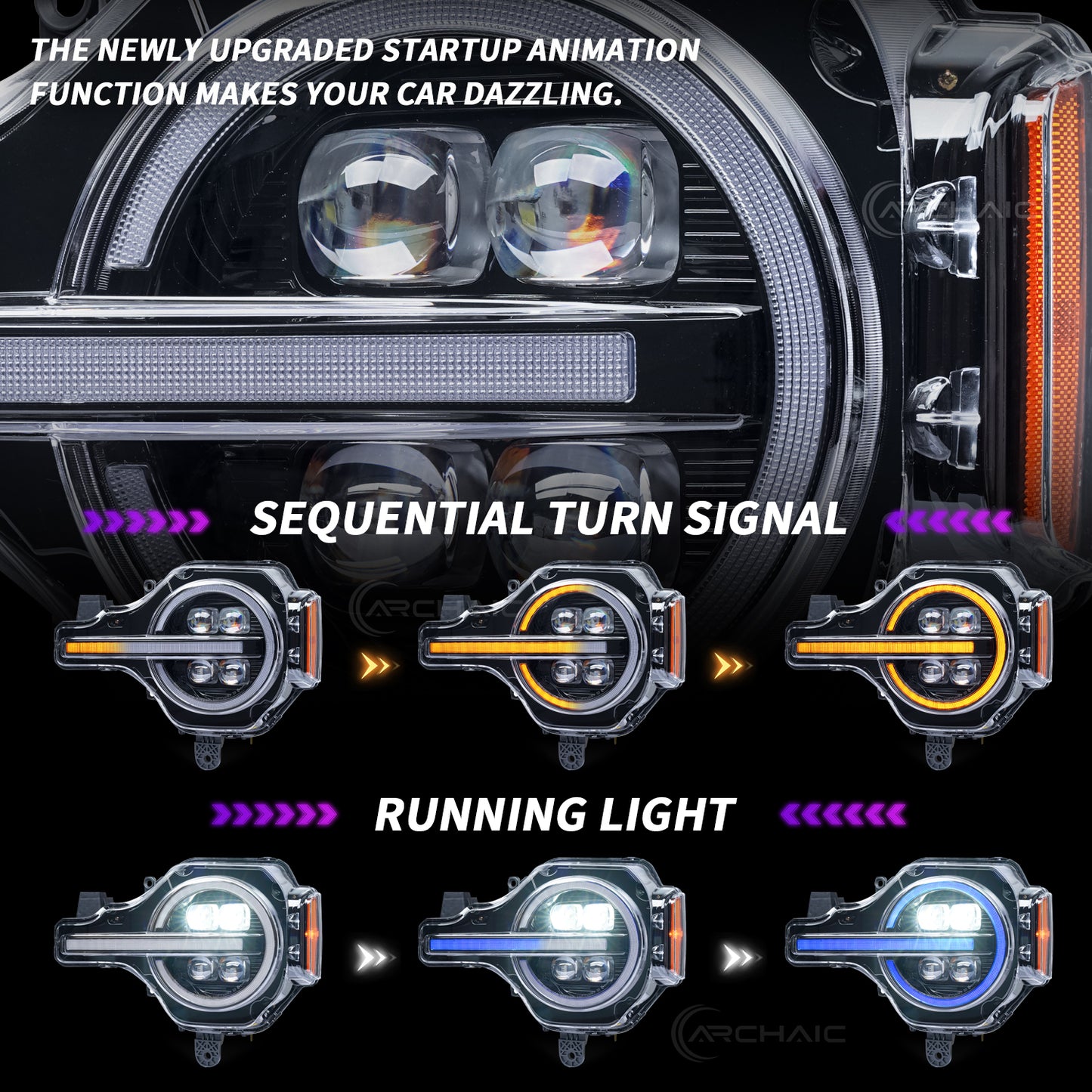 LED Projector Headlights for 2024–2026 Ford Mustang S650 | Startup Animation & Sequential Turn Signals