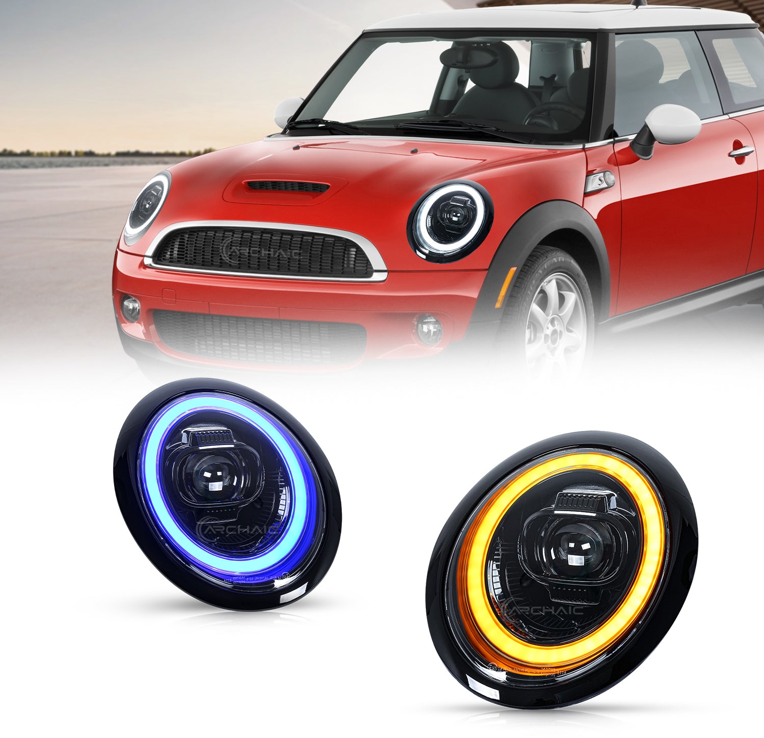 Mini R50 Headlight Eyebrows Projector Headlights For Mini Cooper R50 R52 R53 2001-2007 Plug&Play E ...
