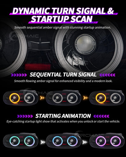 Suitable for Mazda Miata NA full LED (RGB) taillight assembly (light smoke color) has passed E-mark certification