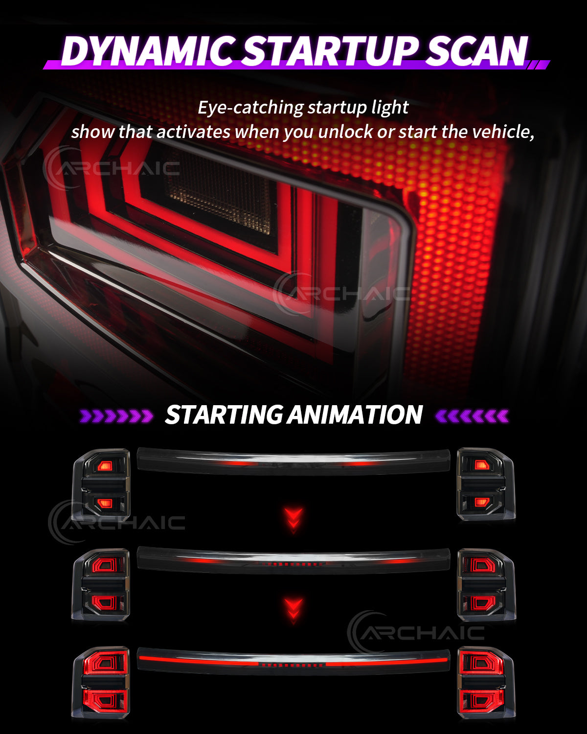 Archaic LED Tail Lights Compatible with Toyota Land Cruiser Prado LC250 (Non-US Models) 2025-UP | Smoked Lens | Sequential Turn Signal