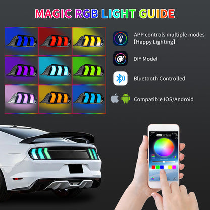 Euro-Style LED Tail Lights for 2015–2023 Ford Mustang S550 | RGB APP & Sequential Turn Signals