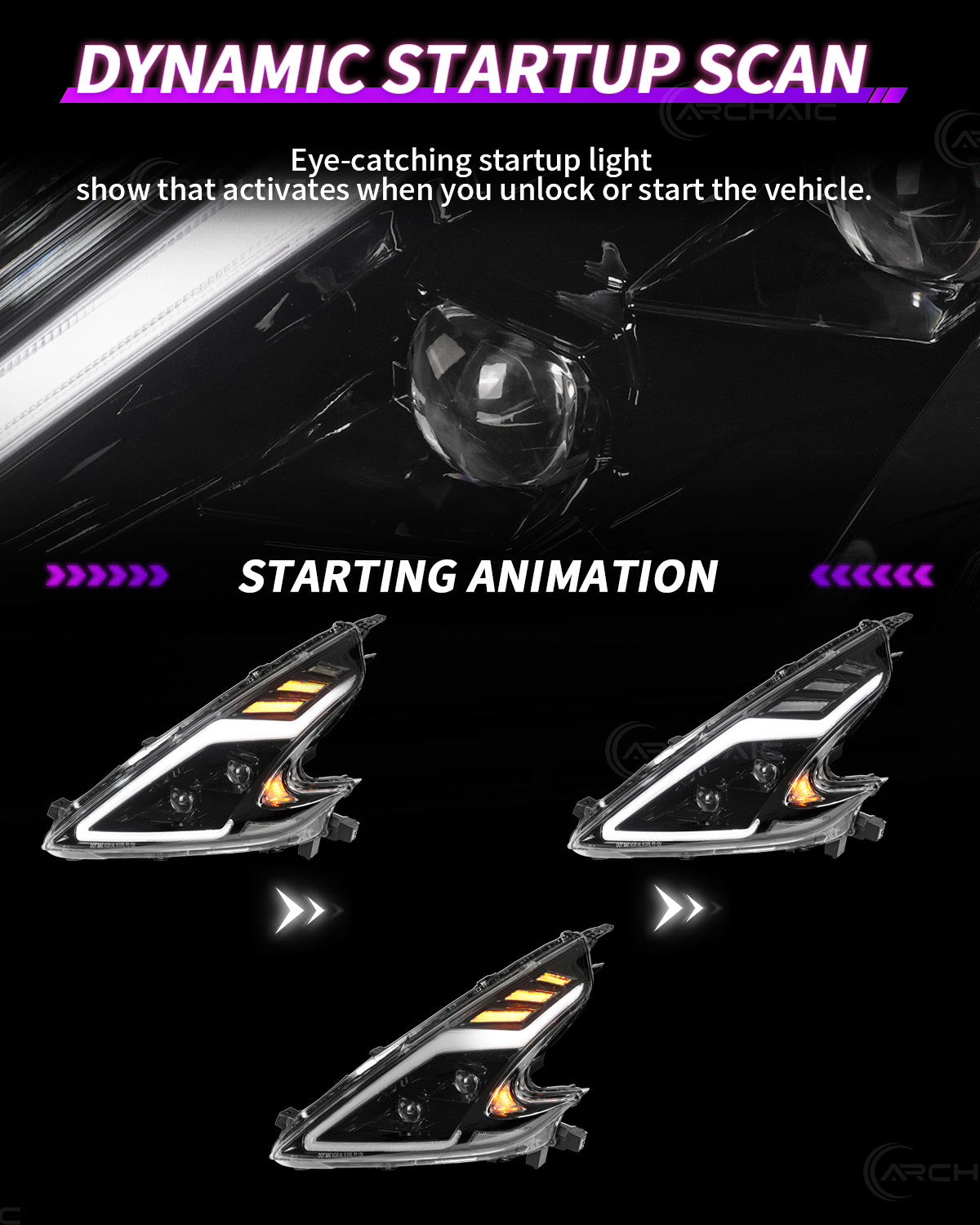 Nissan 370Z Z34 LED Headlights | RGB & Sequential – Archaiclighting Nissan 370Z Z34 LED Headlights | RGB & Sequential – Archaiclighting