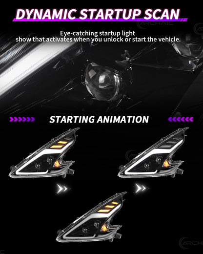 Full LED Headlights for Nissan 370Z Z34 2009–2020 | Startup Animation DRL