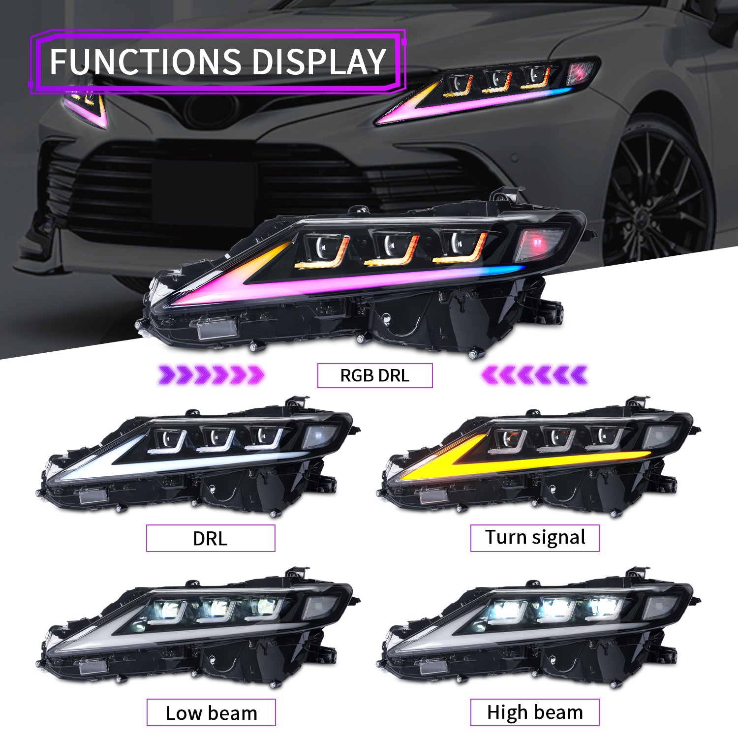 Archaic RGB Headlight Assembly forToyota Camry 8th Generation2018