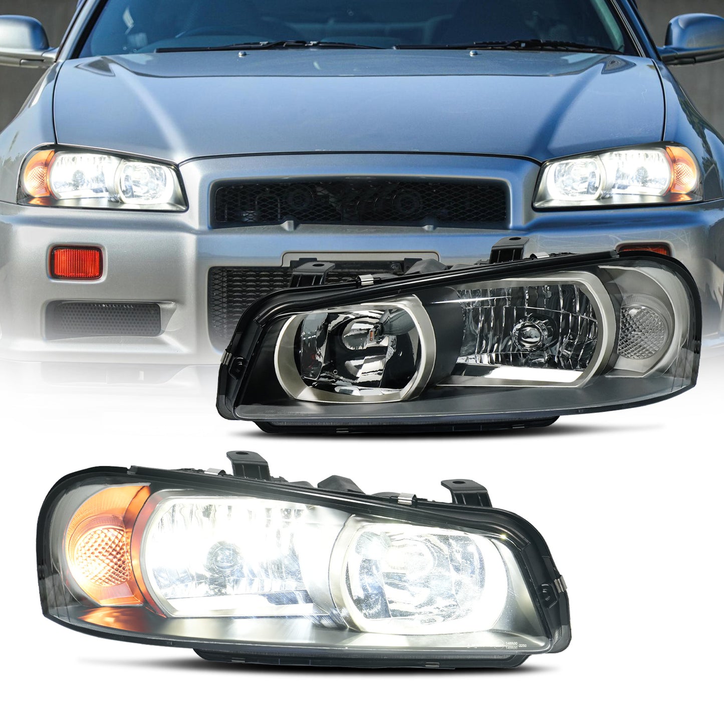 Archaic OE-Style Halogen Headlights for Nissan Skyline R34 1998–2002