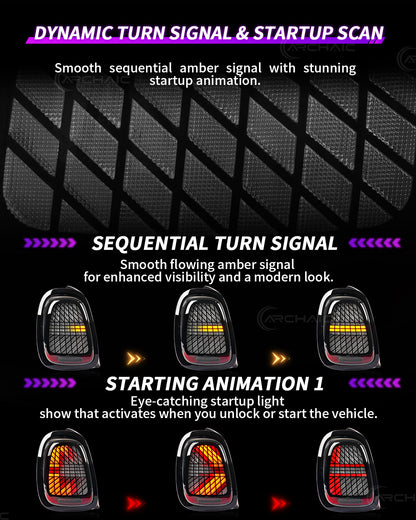 Mini Cooper F55 F56 F57 LED Tail Lights 2014–2024 | Sequential Turn Signal Rear Lamps by Archaic | Smoked & Red Options
