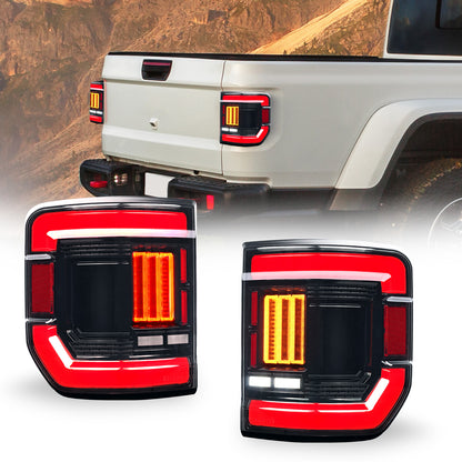 LED Tail Lights for Jeep Gladiator JT (2020–2025) – Light Tea Smoked Lens (US Spec)