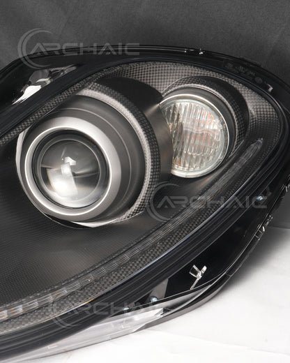 For Ferrari F430 Real Carbon Fiber Wrapped Bi-Xenon Projector LED Headlights