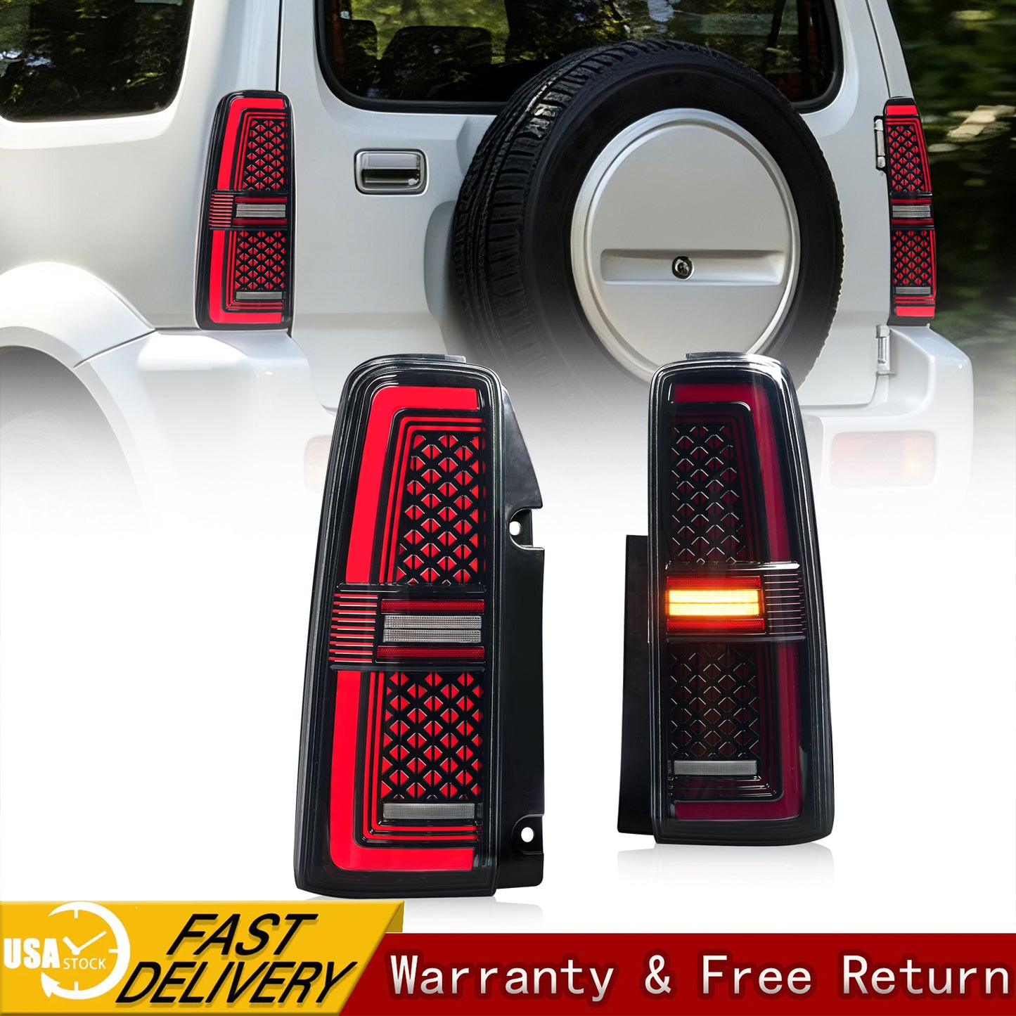 Full LED Tail Lights for Suzuki Jimny JB23 JB43 2007–2017 | Startup Animation