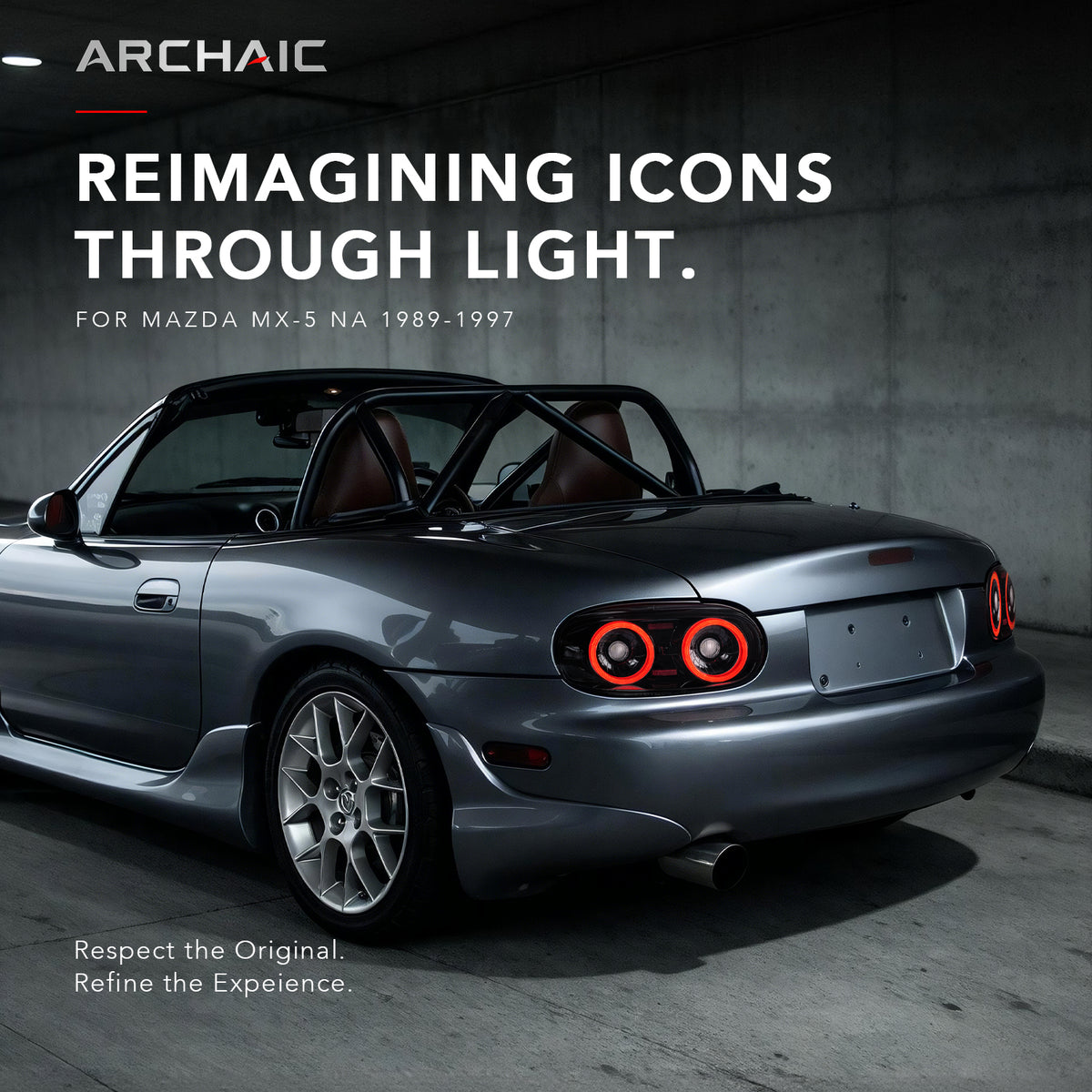 Archaic Full-LED Tail Lights for Mazda MX-5 Miata NA 1989–1997 | Smoke Edition