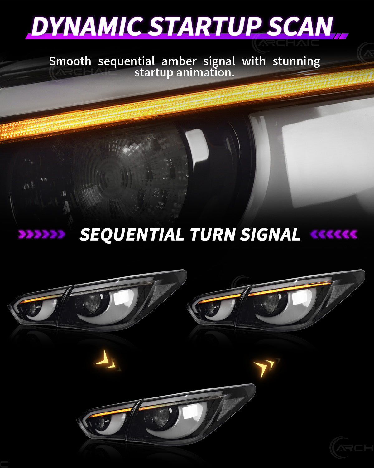 Archaic Full LED Tail Lights for Infiniti Q50 / Skyline V37 (2014–2017)