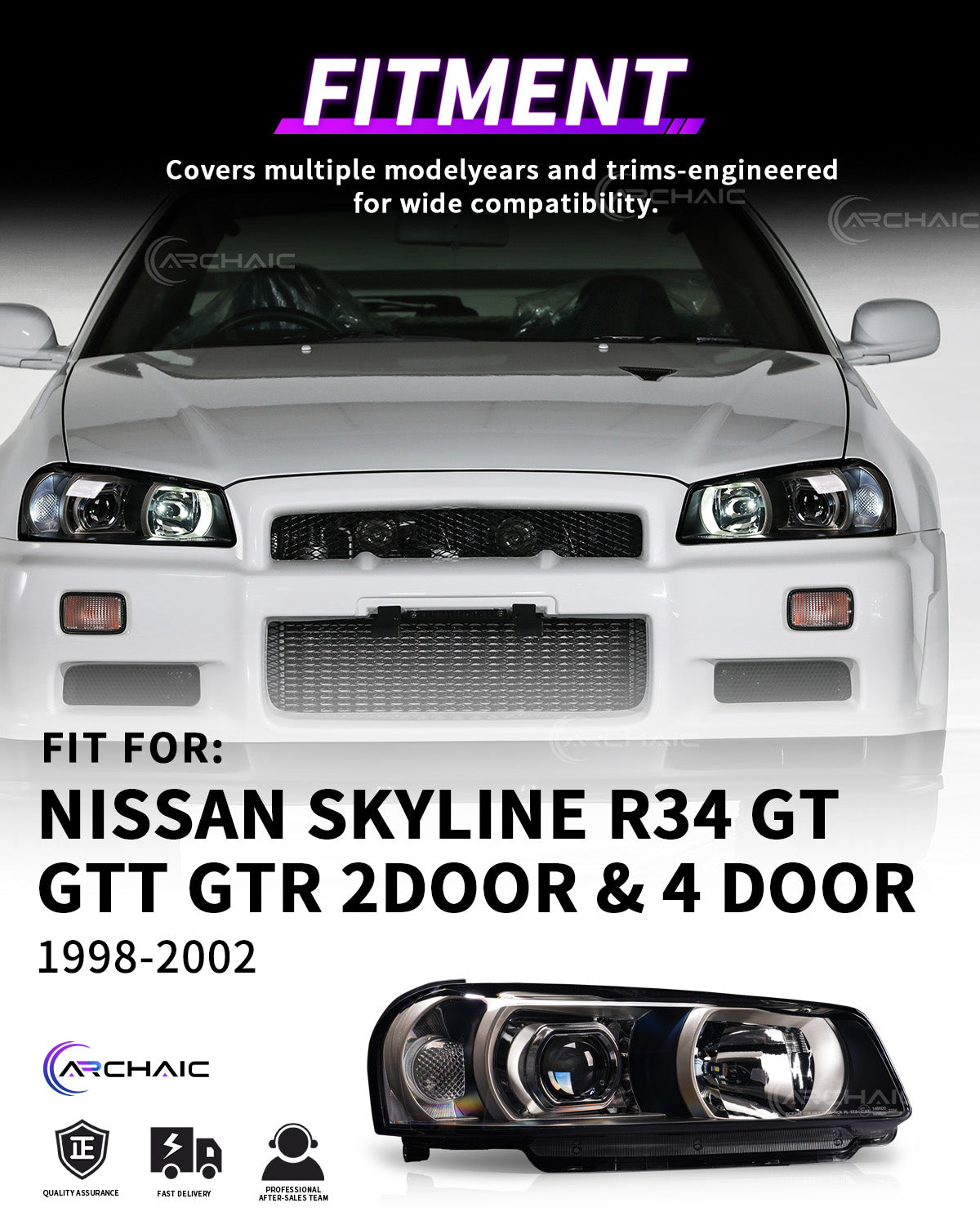 Para Nissan Skyline R34 GT GTT GTR 1998-2002 de 2 y 4 puertas, mejora y reemplazo