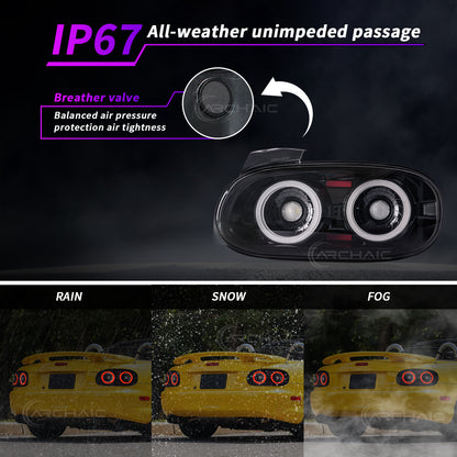 Archaic Full LED Tail Lights for Mazda MX-5 Miata NB 1998–2005, 3D Animation DRL, JDM Design, Plug & Play, Pair