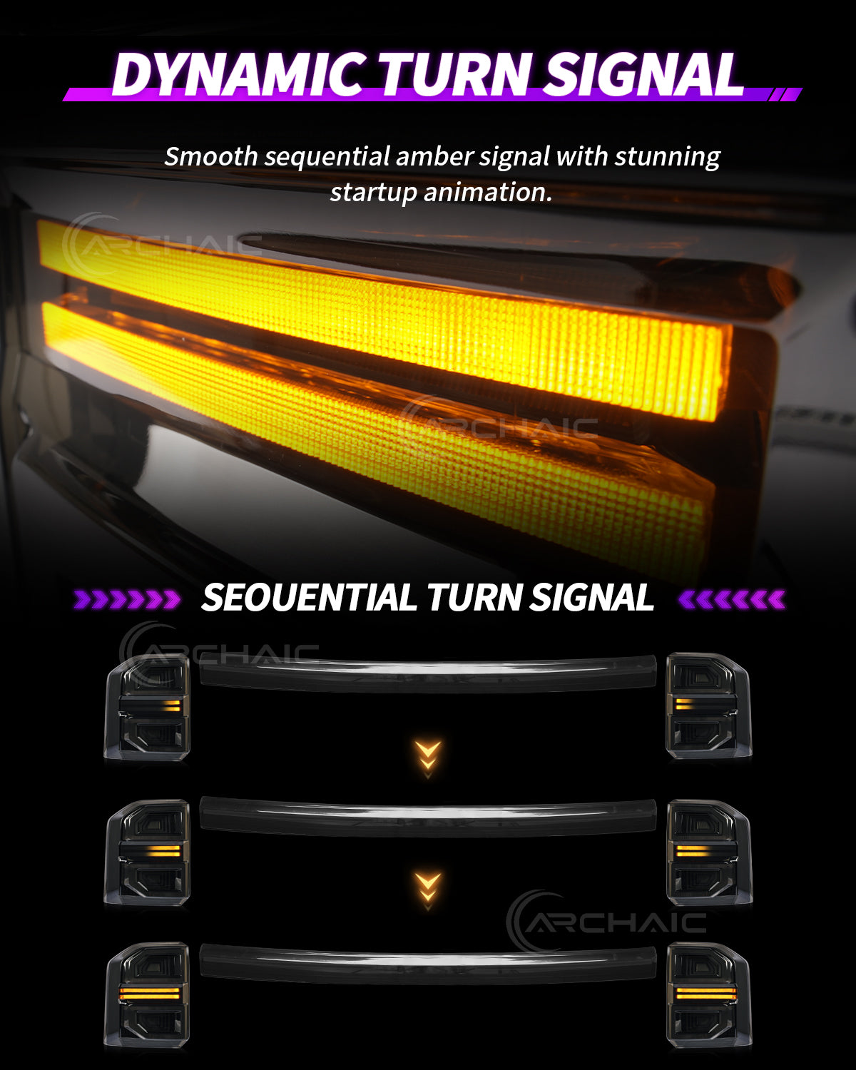 Archaic LED Tail Lights Compatible with Toyota Land Cruiser Prado LC250 (Non-US Models) 2025-UP | Smoked Lens | Sequential Turn Signal