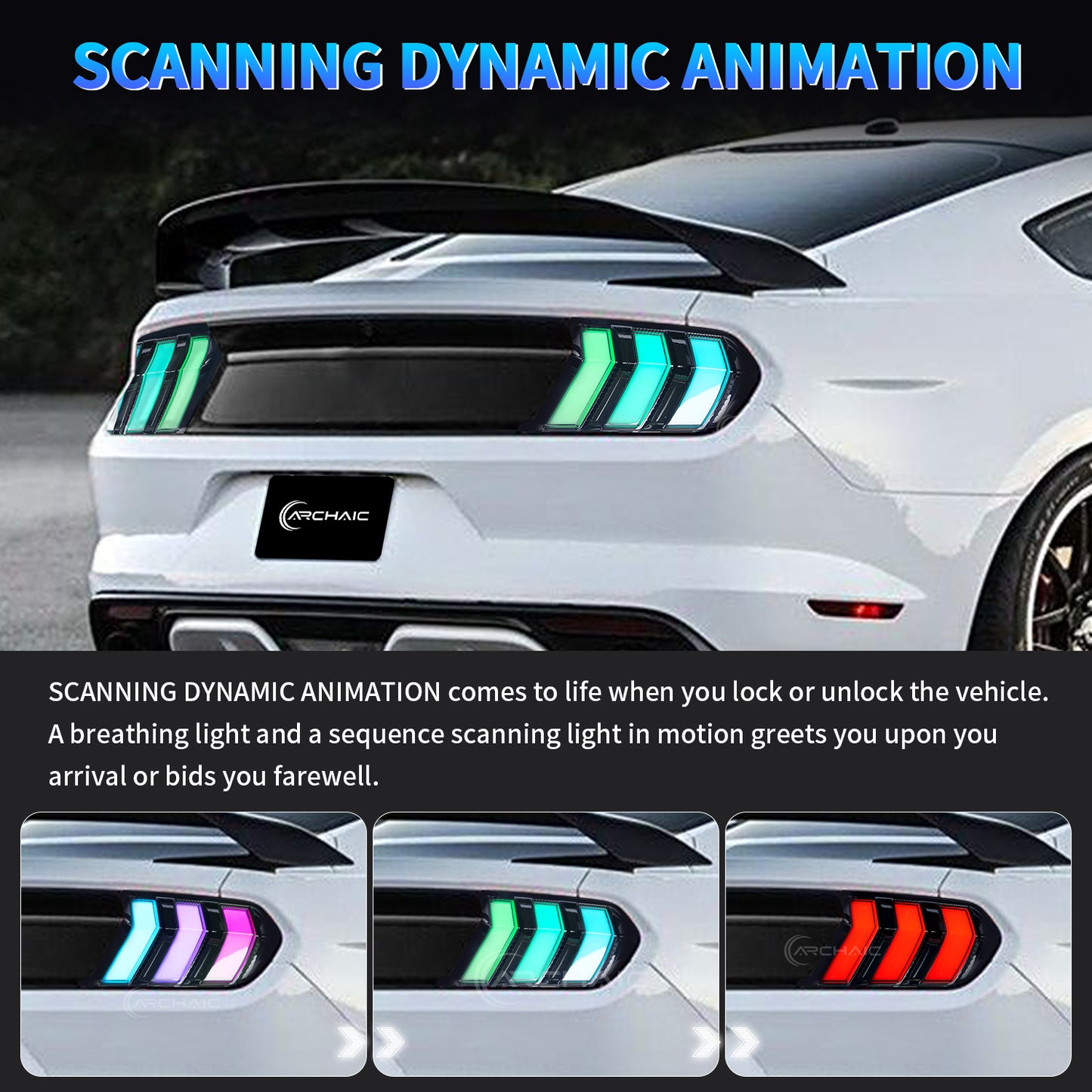 Euro-Style LED Tail Lights for 2015–2023 Ford Mustang S550 | RGB APP & Sequential Turn Signals