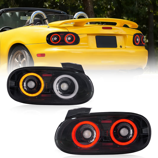 Archaic Full LED Tail Lights for Mazda MX-5 Miata NB 1998–2005, 3D Animation DRL, JDM Design, Plug & Play, Pair