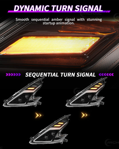 Archaic RGB LED Headlights For Nissan 370Z Z34 2009–2020 with App Control