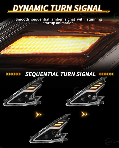 Faros LED de alto rendimiento para Nissan 370Z Z34 2008–2021 | DRL con animación RGB al encender