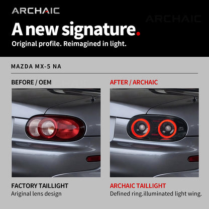 Archaic Full-LED Tail Lights for Mazda MX-5 Miata NA 1989–1997 | Smoke Edition