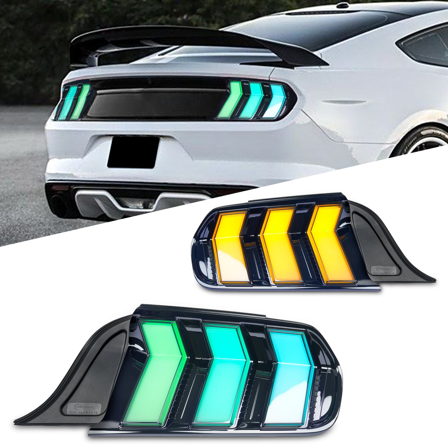 Euro-Style LED Tail Lights for 2015–2023 Ford Mustang S550 | RGB APP & Sequential Turn Signals