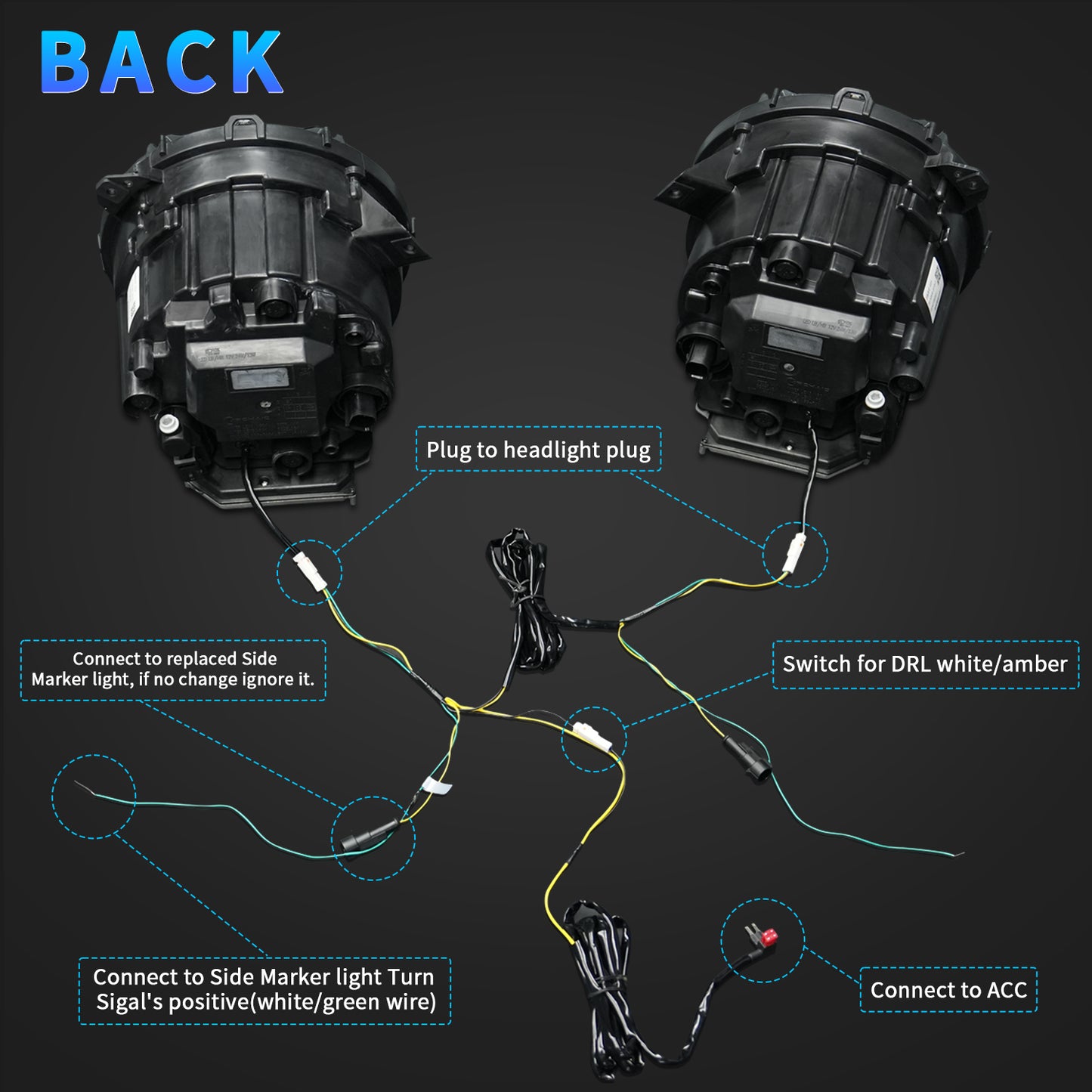 Archaic LED Headlights Assembly For Jeep wrangler JL /jeep gladiator JT2018-2024(4 Projectors)