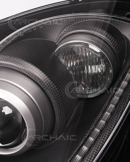 For Ferrari F430 Real Carbon Fiber Wrapped Bi-Xenon Projector LED Headlights