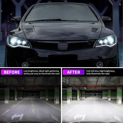 Aftermarket LED Headlights for Honda Civic FD1 FD2 Type R 2006–2012 | LHD/RHD Compatible Projector Front Lamp Replacement