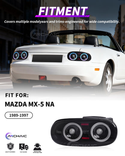 Suitable for Mazda Miata NA full LED (RGB) taillight assembly (light smoke color) has passed E-mark certification