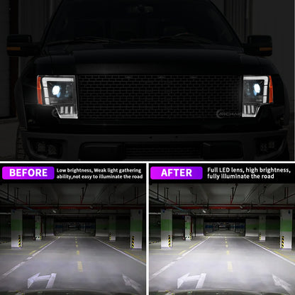 Full LED Headlights for 2009–2014 Ford F-150 & SVT Raptor | Amber/White DRL