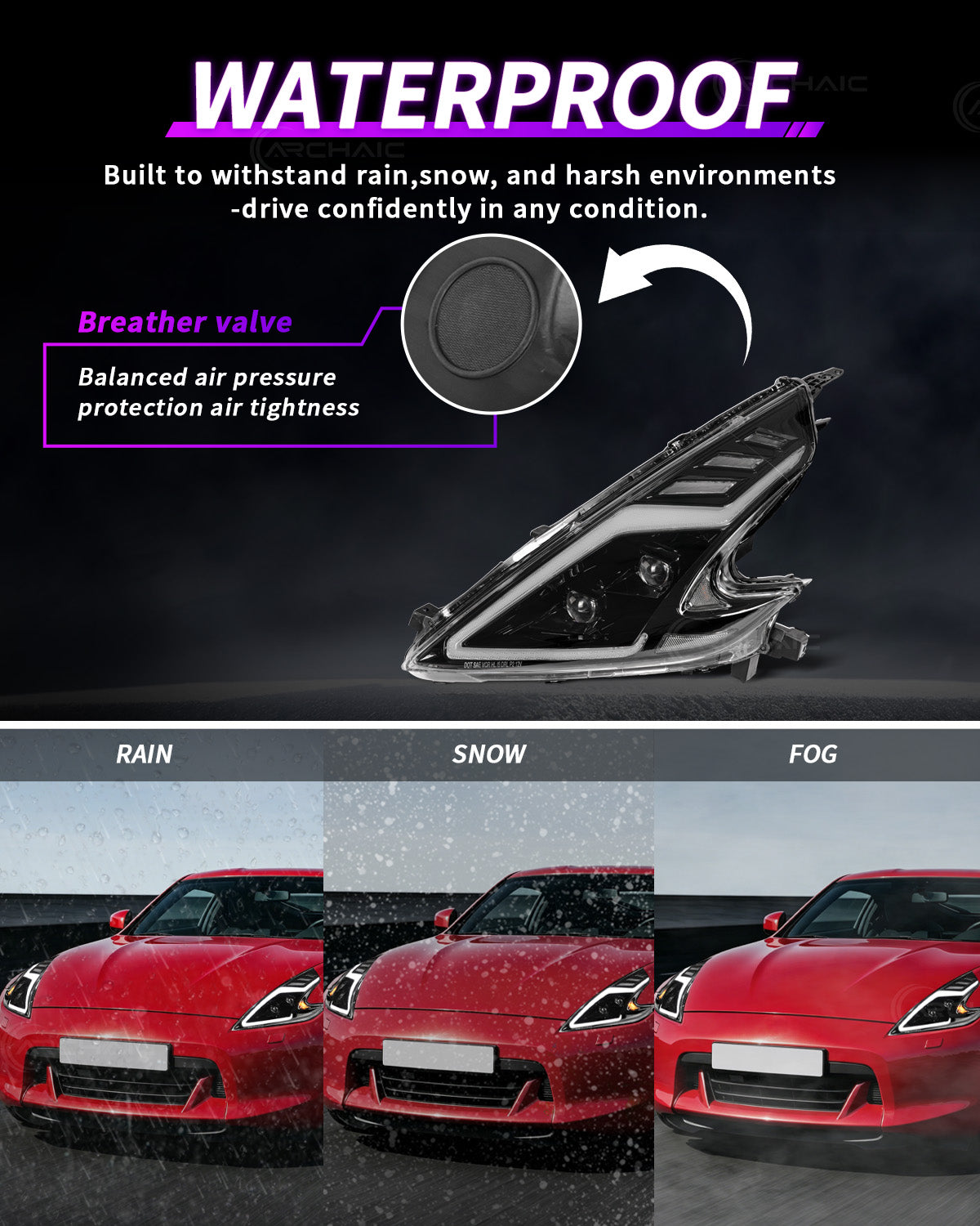 Full LED Headlights for Nissan 370Z Z34 2009–2020 | Startup Animation DRL