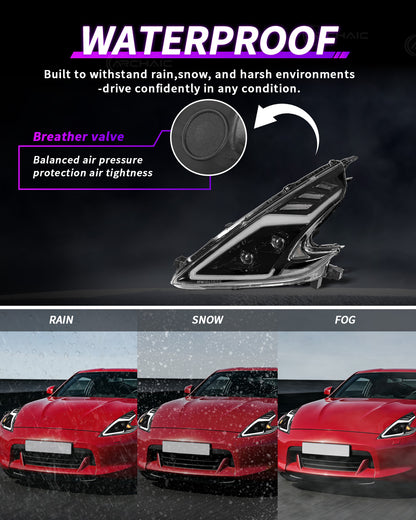 Full LED Headlights for Nissan 370Z Z34 2009–2020 | Startup Animation DRL