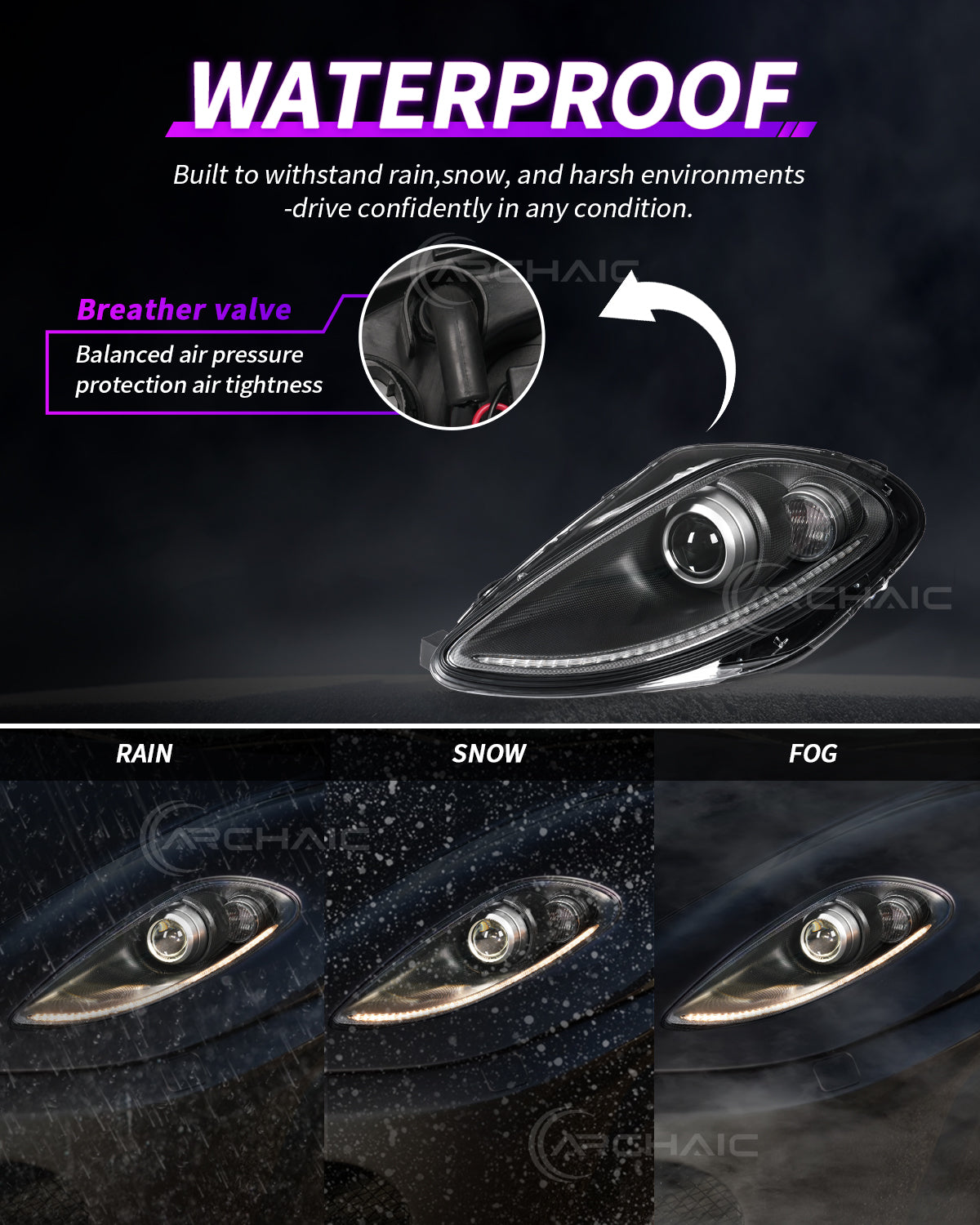 For Ferrari F430 Real Carbon Fiber Wrapped Bi-Xenon Projector LED Headlights