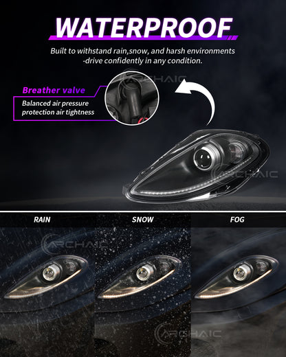 For Ferrari F430 Real Carbon Fiber Wrapped Bi-Xenon Projector LED Headlights