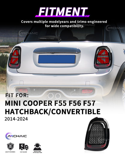 Mini Cooper F55 F56 F57 LED Tail Lights 2014–2024 | Sequential Turn Signal Rear Lamps by Archaic | Smoked & Red Options