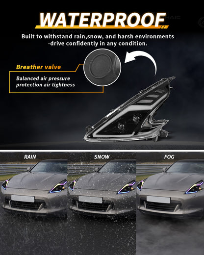 Faros LED de alto rendimiento para Nissan 370Z Z34 2008–2021 | DRL con animación RGB al encender