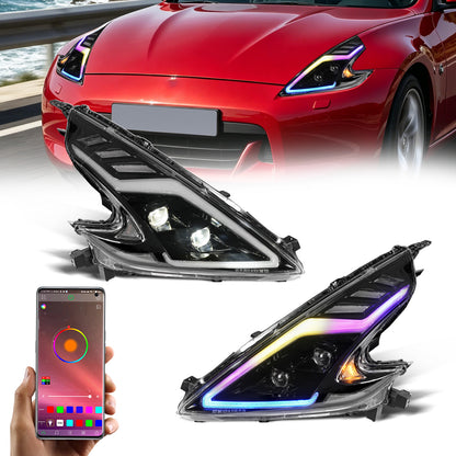 Archaic RGB LED Headlights For Nissan 370Z Z34 2009–2020 with App Control