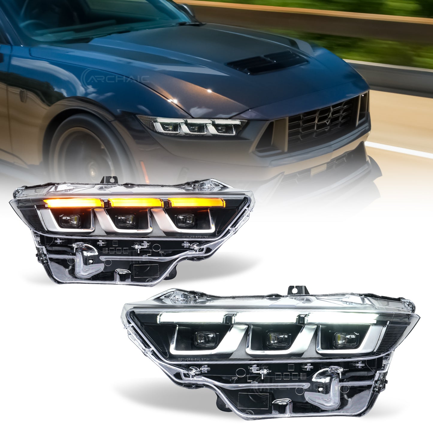 LED Projector Headlights for 2024–2026 Ford Mustang S650 | Startup Animation & Sequential Turn Signals