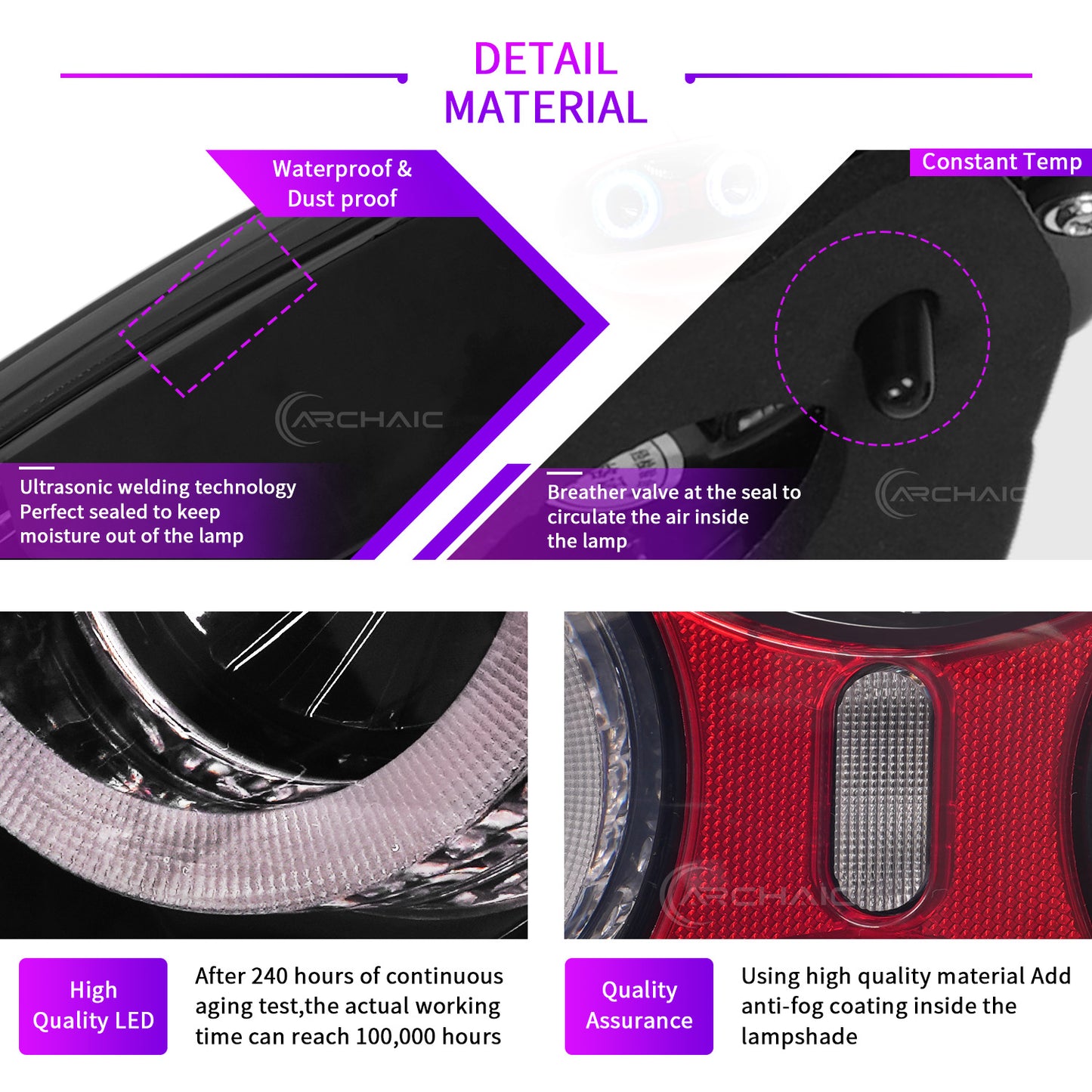 Archaic RGB LED Tail Lights for Mazda MX-5 Miata NA (1989-1997) with Reflectors | E-Mark Certified, APP Controlled, Plug & Play