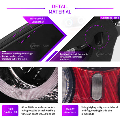 Archaic RGB LED Tail Lights for Mazda MX-5 Miata NA (1989-1997) with Reflectors | E-Mark Certified, APP Controlled, Plug & Play
