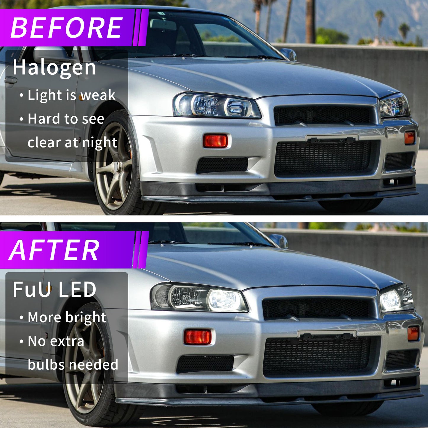 Archaic OE-Style Halogen Headlights for Nissan Skyline R34 1998–2002